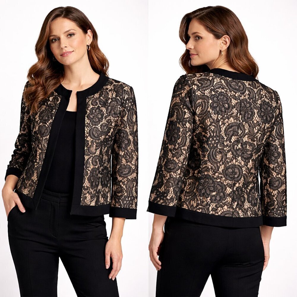 Boston Proper lace overlay elegant lined jacket - size L